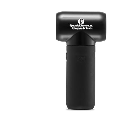 Image of a sleek, black air dryer. The dryer features a modern design with a smooth matte finish handles. Tts ergonomic handle ensures a comfortable grip. The control buttons are conveniently placed on the handle for easy access, and the power cord is sturdy, allowing for flexibility during use. The air dryer combines functionality with a stylish appearance, making it a great addition to any hair care routine.