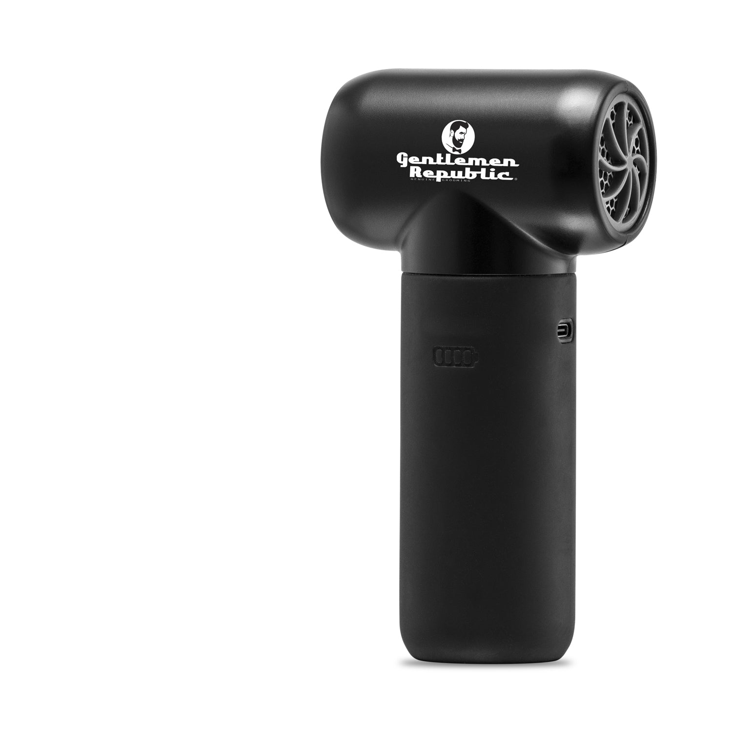 Image of a sleek, black air dryer features a modern design with a smooth matte finish handles. Tts ergonomic handle ensures a comfortable grip. The control buttons are conveniently placed on the handle for easy access, and the power cord is sturdy, allowing for flexibility during use. The air dryer combines functionality with a stylish appearance, making it a great addition to any hair care routine.