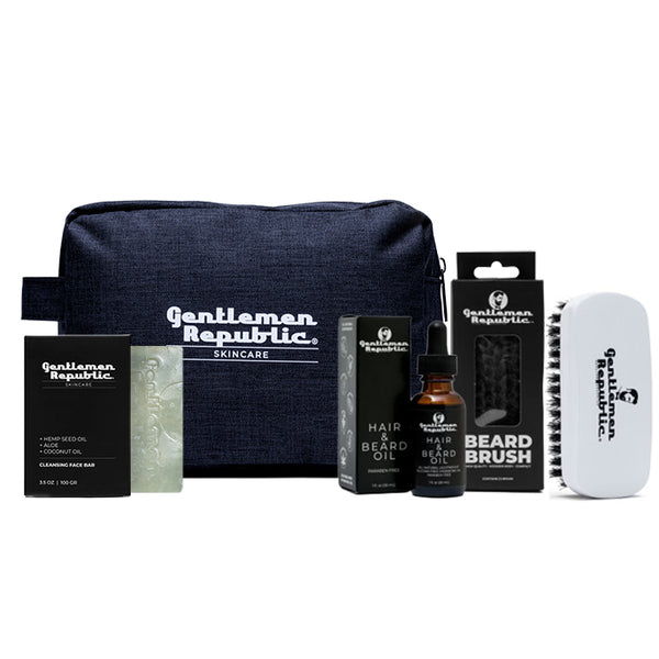 Gentlemen Republic Beard Care Kit for Men – Brush, Face Soap & Oil Set